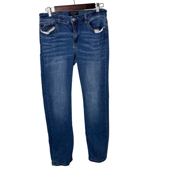 Judy Blue Denim - Judy Blue Womens Straight Leg Jeans Size 11/30 Dark Wash Stretch Denim Mid Rise